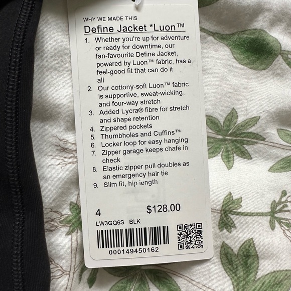 *SOLD* BNWT Define Jacket Luon size 4 black lululemon - Picture 3 of 4